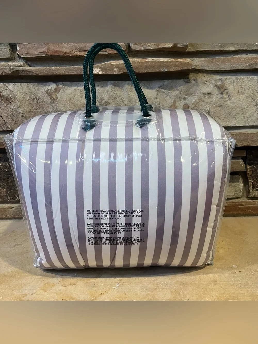 Beddy’s Piper Striped Purple and White Dual-Sided Minky Large Blanket 60” x 80”
